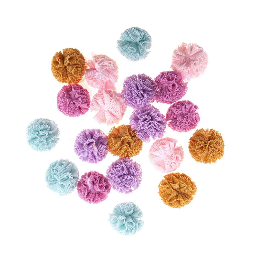 Pompony tiulowe - DpCraft - pastelowe, 2 cm, 20 szt.