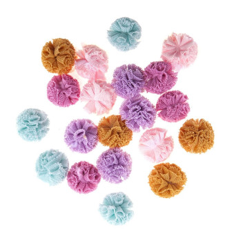 Tulle pompoms - DpCraft - pastel colors, 2 cm, 20 pcs.