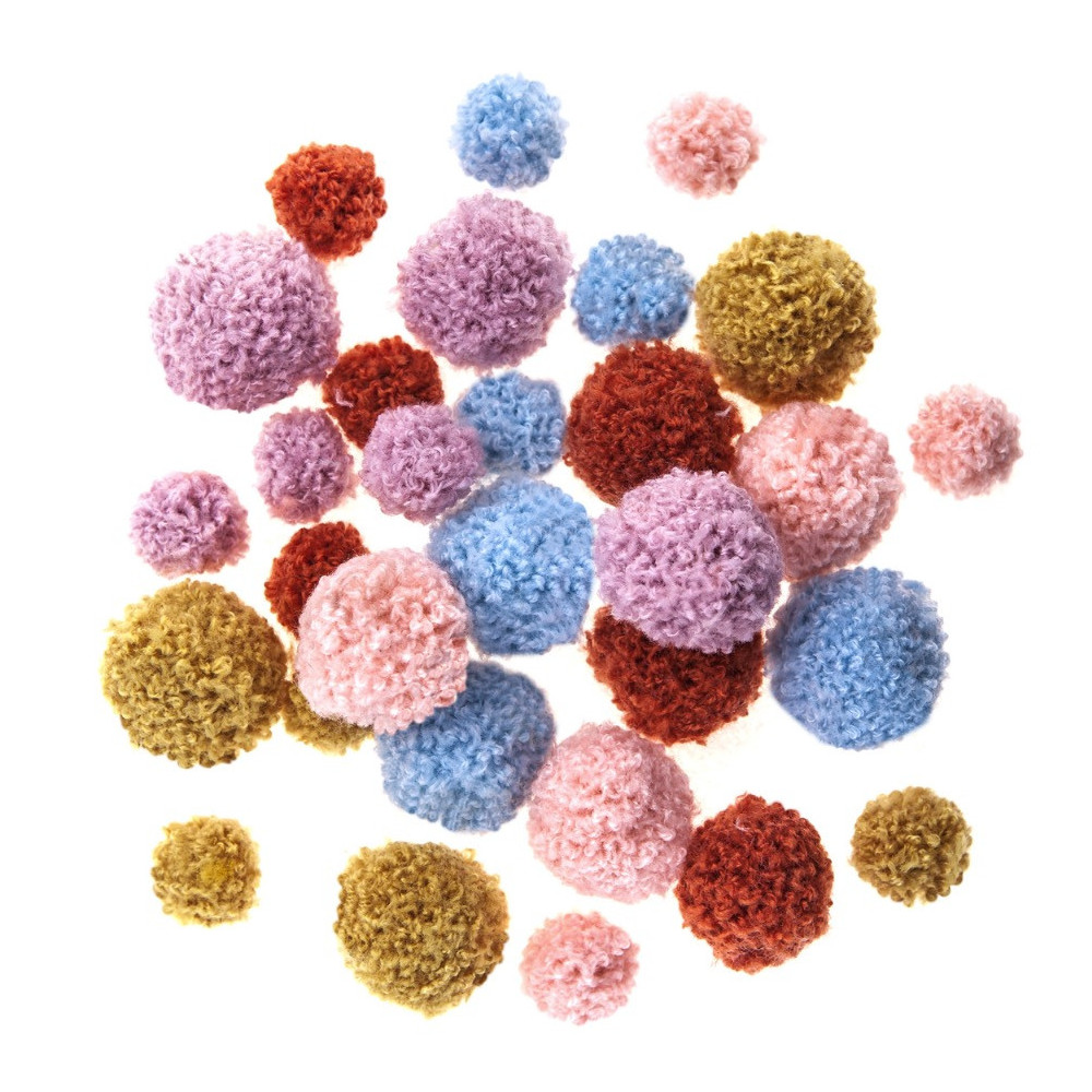 Plush Teddy pompoms - DpCraft - multicolor, 30 pcs.