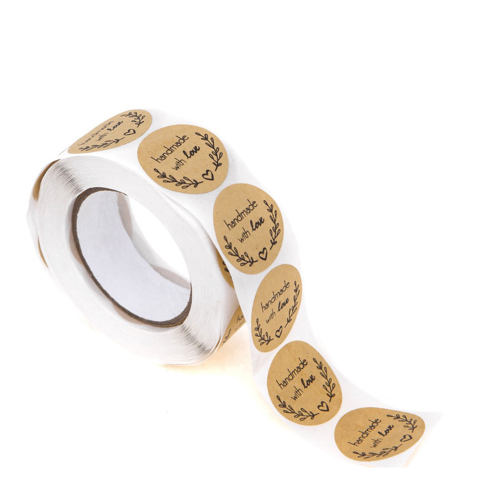 Stickers on a roll, Handmade with love - DpCraft - craft, 500 pcs.