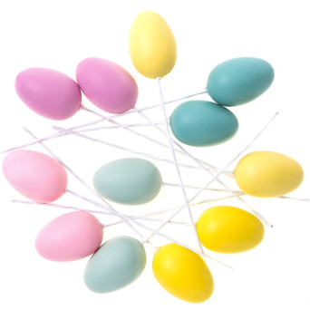 Mini eggs with wires - DpCraft - pastel, 3,5 cm, 12 pcs.