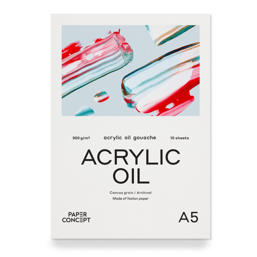 Blok do akryli i oleju Acrylic Oil - PaperConcept - canvas grain A5 300 g 10 ark.
