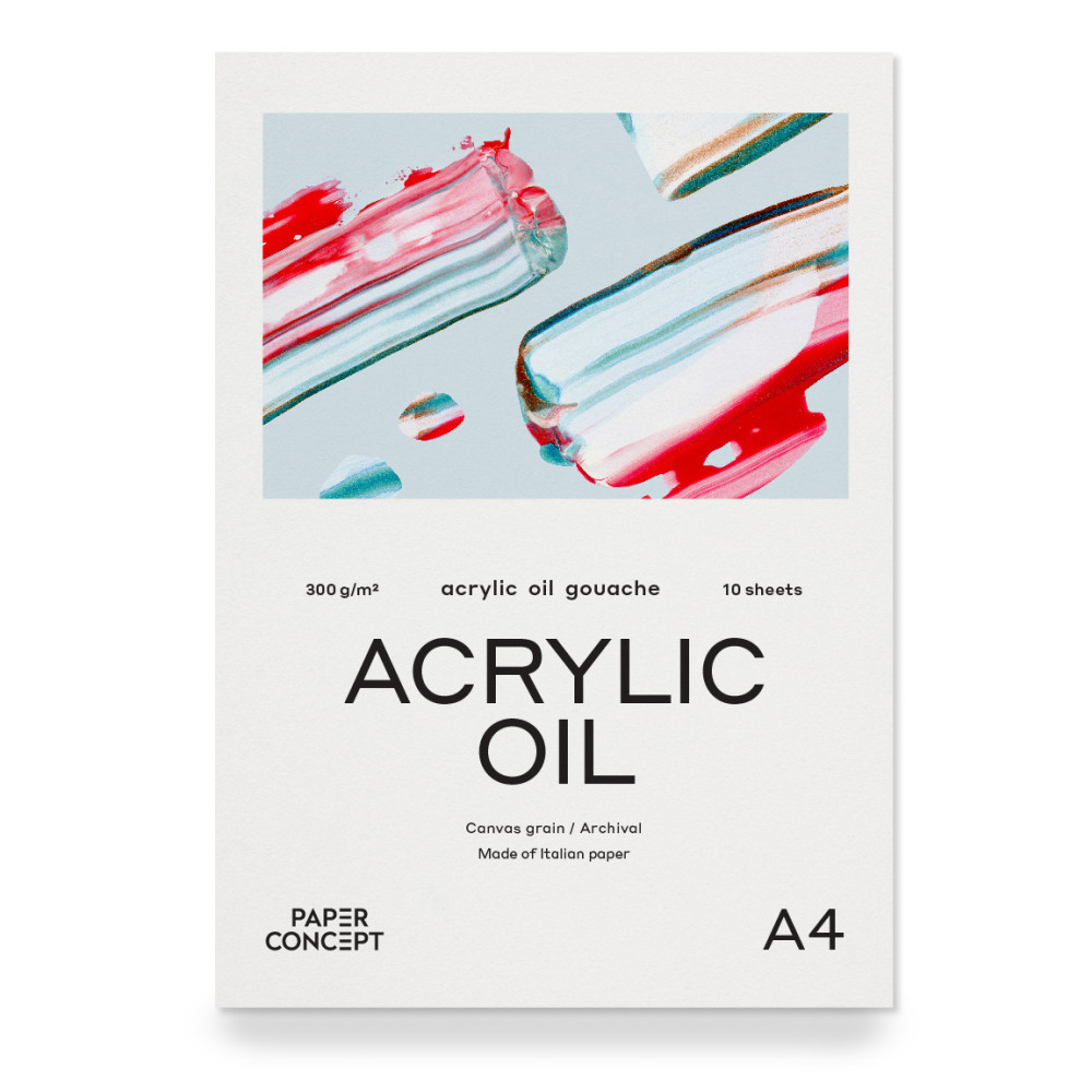 Blok do akryli i oleju Acrylic Oil - PaperConcept - canvas grain A4 300 g 10 ark.