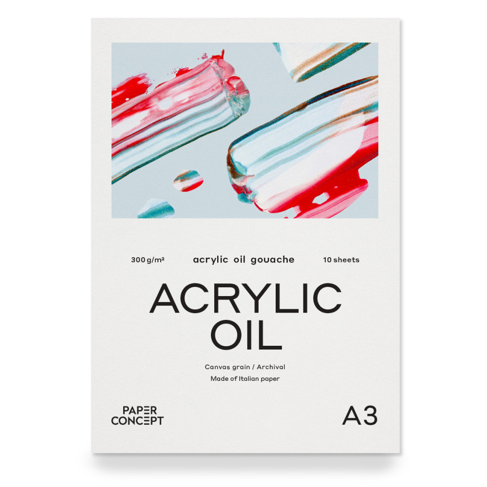 Acrylic Oil paper pad - PaperConcept - canvas grain A3 300 g 10 sheets