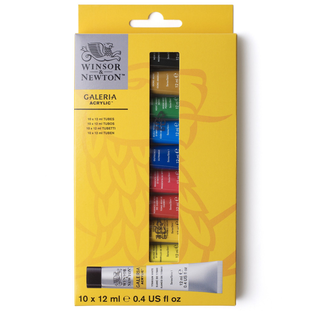 Zestaw farb akrylowych Galeria - Winsor & Newton - 12 ml x 10 szt.