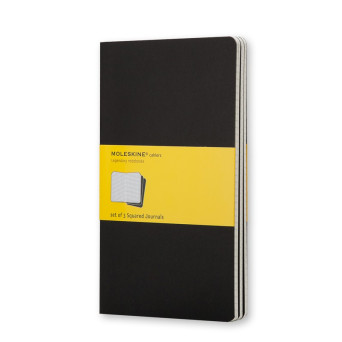 Zestaw notatników w kratkę A5 - Moleskine - czarne 3 szt.