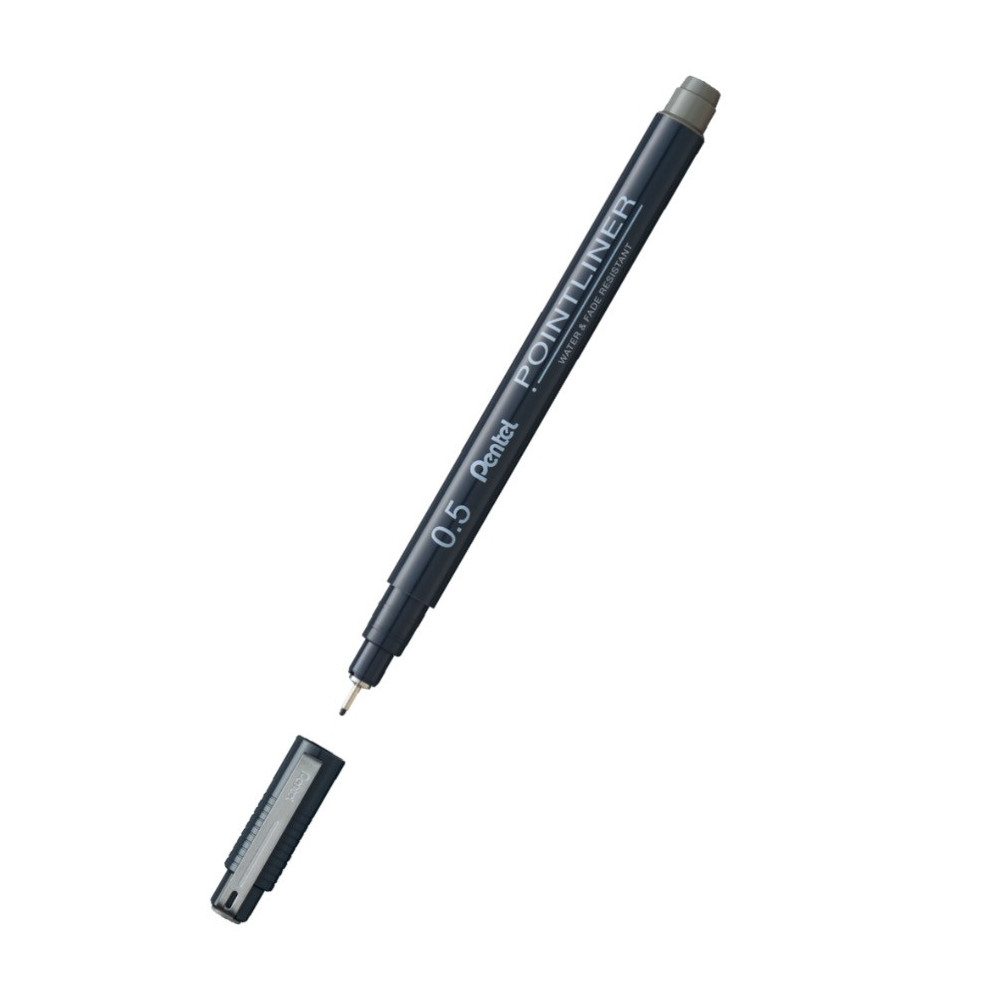Cienkopis kalibrowany Pointliner - Pentel - szary, 0,5 mm