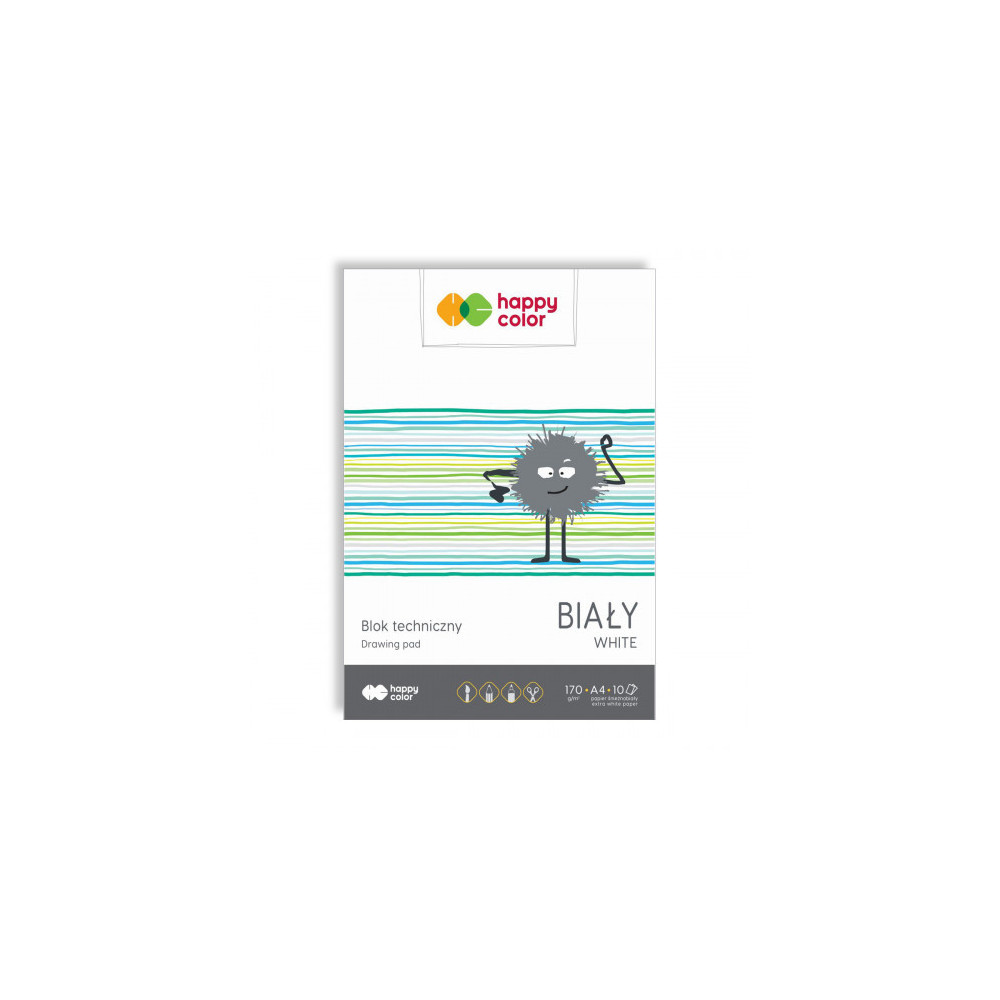 Drawing pad A4 - Happy Color - white, 170 g, 10 sheets