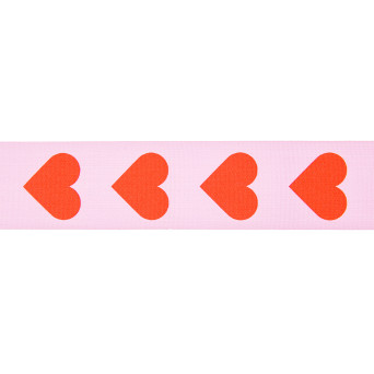 Taffeta ribbon, Hearts - Paper Poetry - pink, 38 mm x 3 m