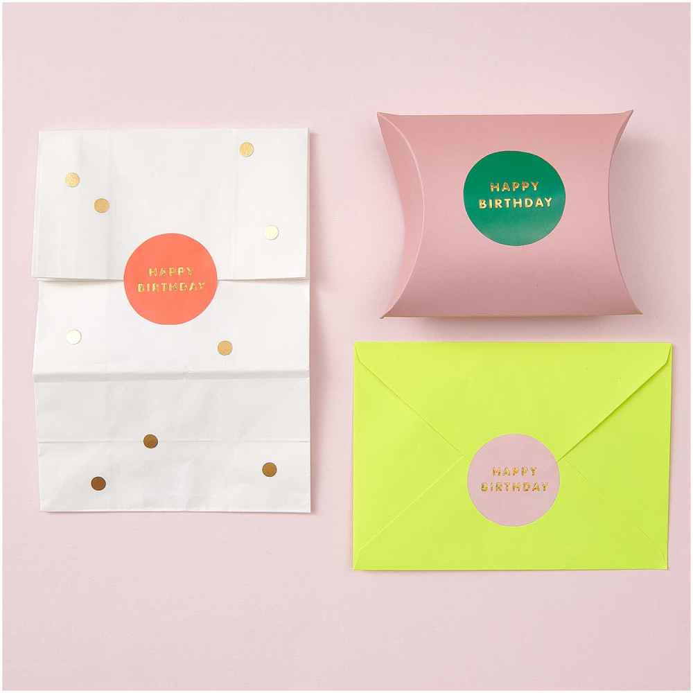 Stickers circles, Happy Birthday - Rico Design - 7 colors, 120 pcs.
