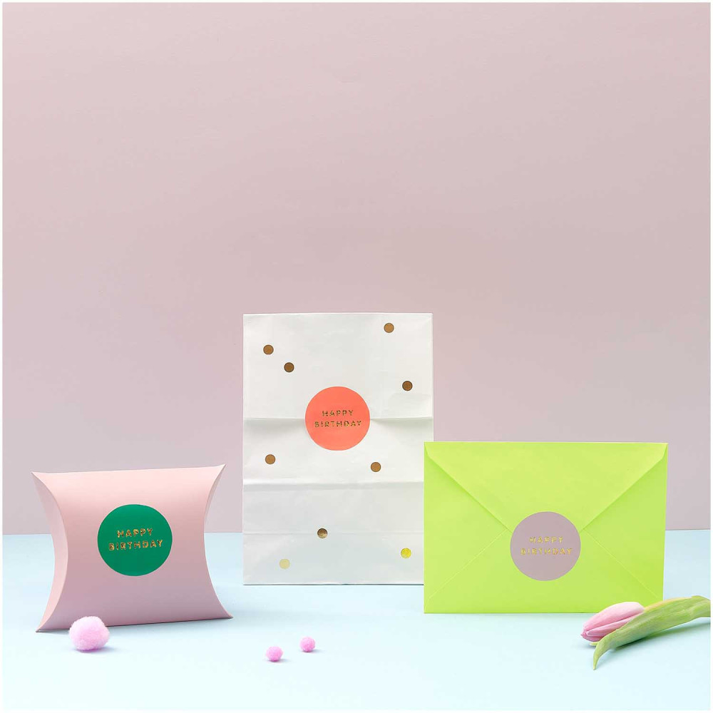 Stickers circles, Happy Birthday - Rico Design - 7 colors, 120 pcs.