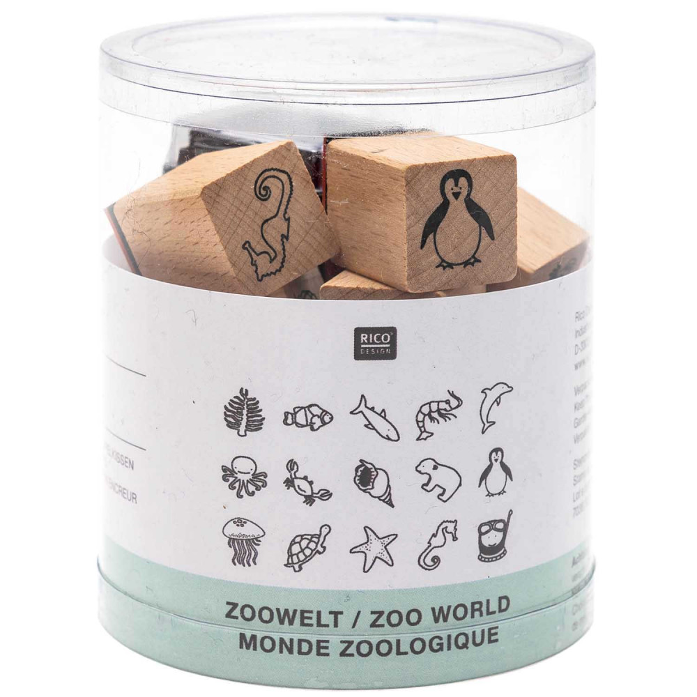 Wooden stamp set, Zoo World - Rico Design - 15 pcs.