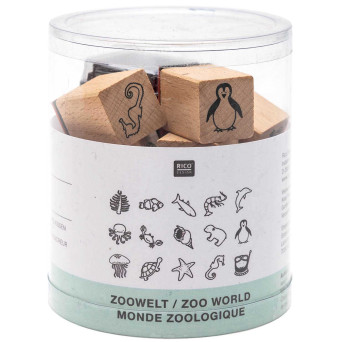 Wooden stamp set, Zoo World - Rico Design - 15 pcs.