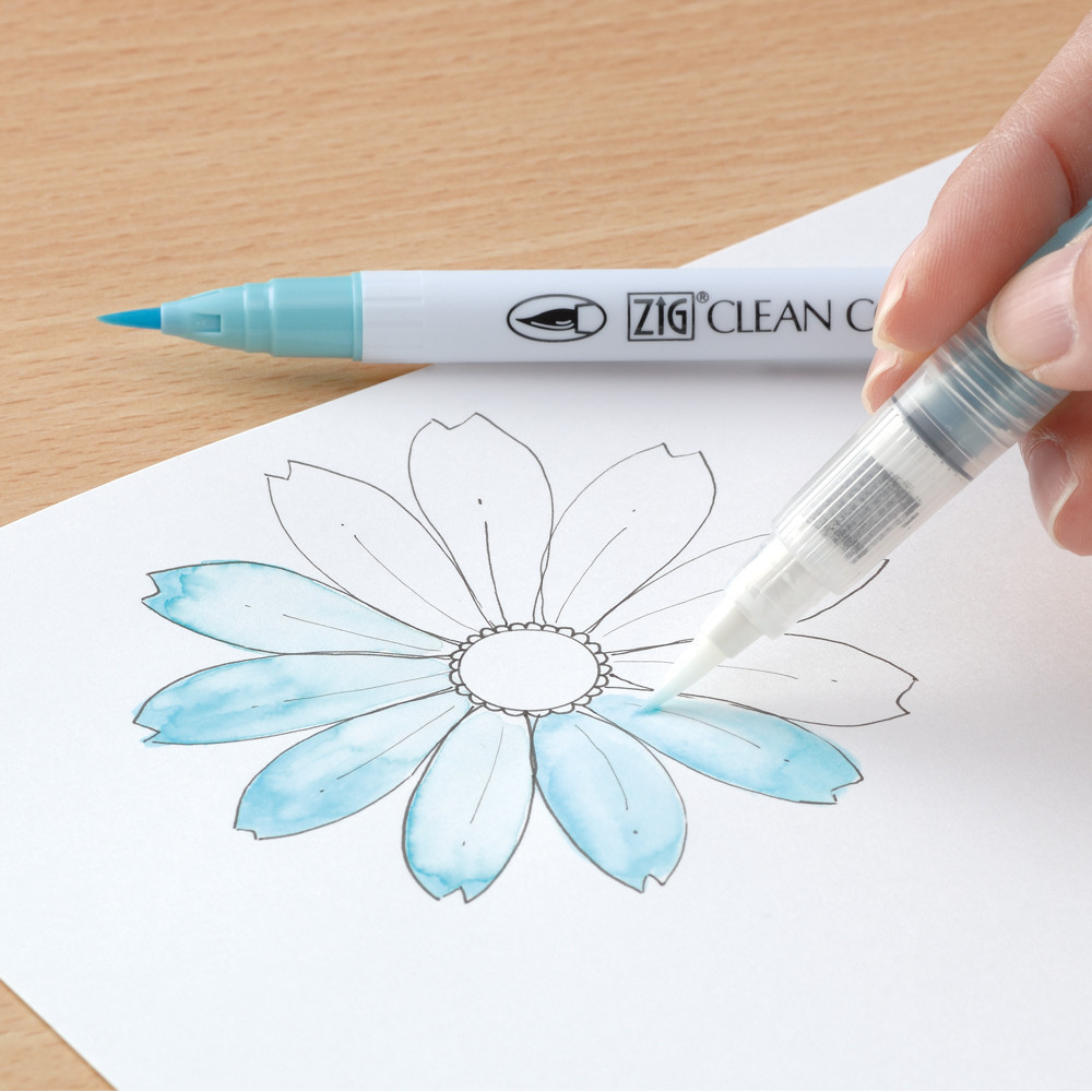 Pisak pędzelkowy Zig Clean Color Real Brush - Kuretake - 004, Fluorescent Green