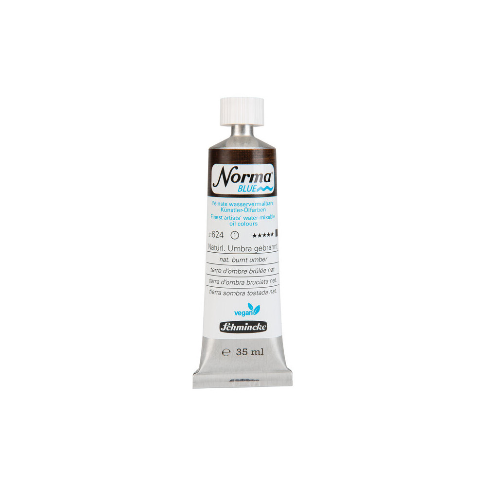 Norma Blue water-mixable oil paint - Schmincke - 624, Natural Burnt Umber, 35 ml