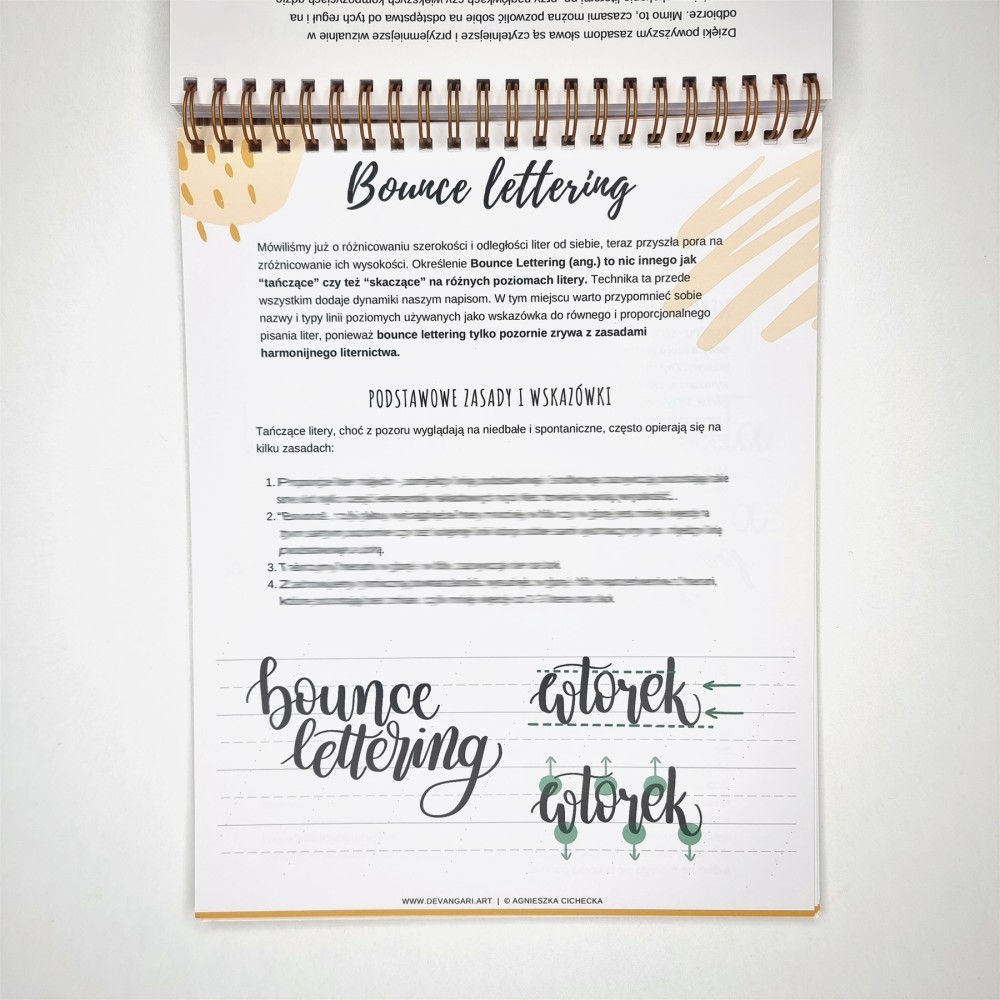 Zeszyt z ćwiczeniami do brush letteringu Bounce, B5 - Devangari - 170 g/m2