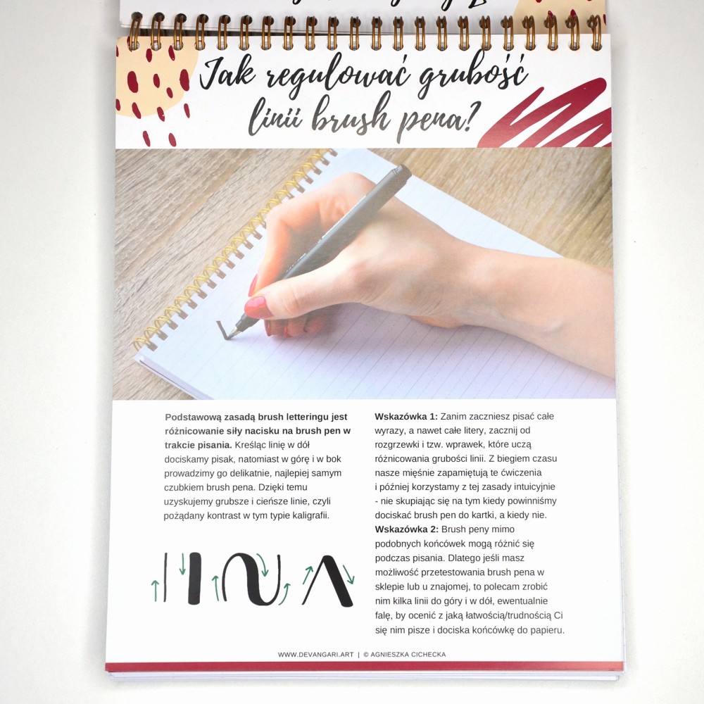 Zeszyt z ćwiczeniami do brush letteringu Flourishing, B5 - Devangari - 170 g/m2