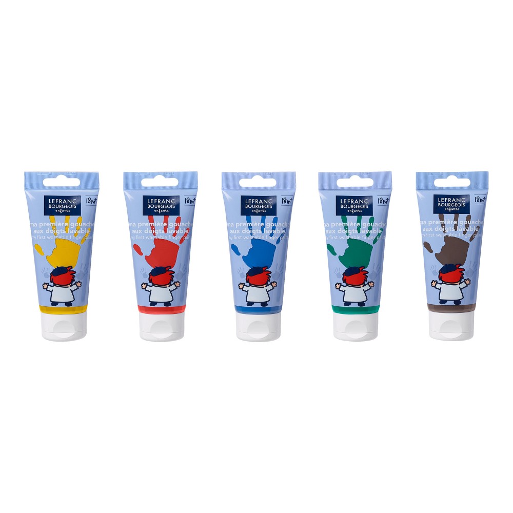 Zestaw farb gwaszy do malowania palcami, Classic - Lefranc & Bourgeois - 5 kolorów x 80 ml