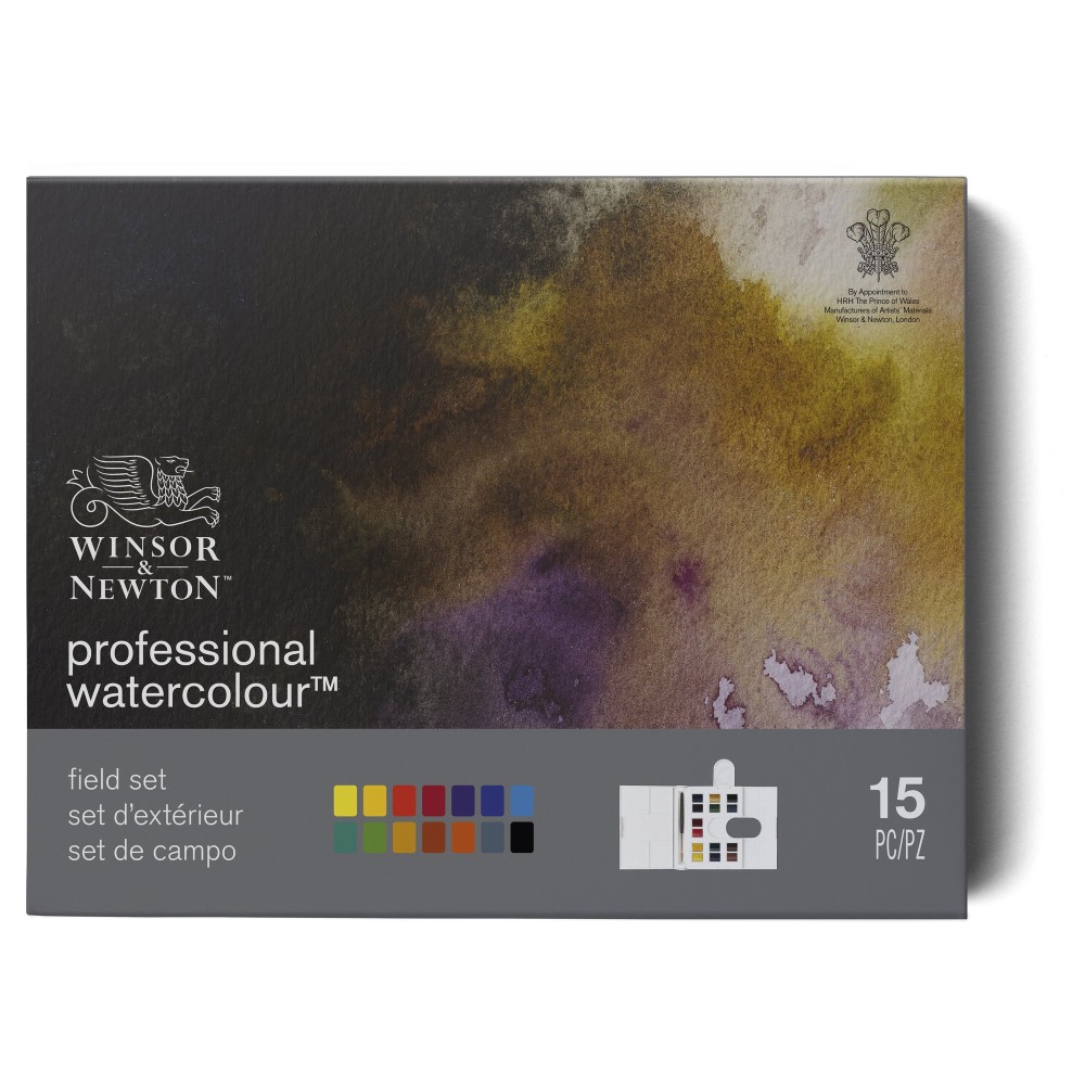 Professional Watercolor half-pans Travel set - Winsor & Newton - 15 colors