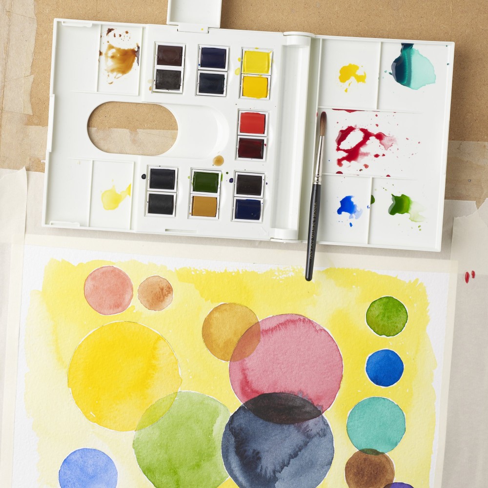Professional Watercolor half-pans Travel set - Winsor & Newton - 15 colors