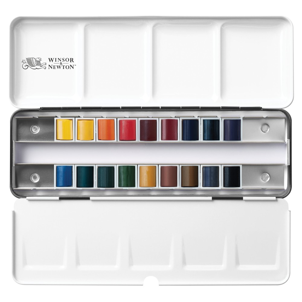 Professional Watercolor half-pans Travel set - Winsor & Newton - 18 colors