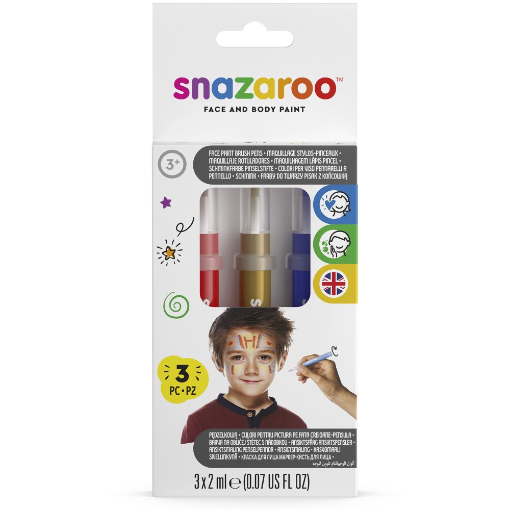 Face and body make-up brush paint, Adventure - Snazaroo - 3 pcs.