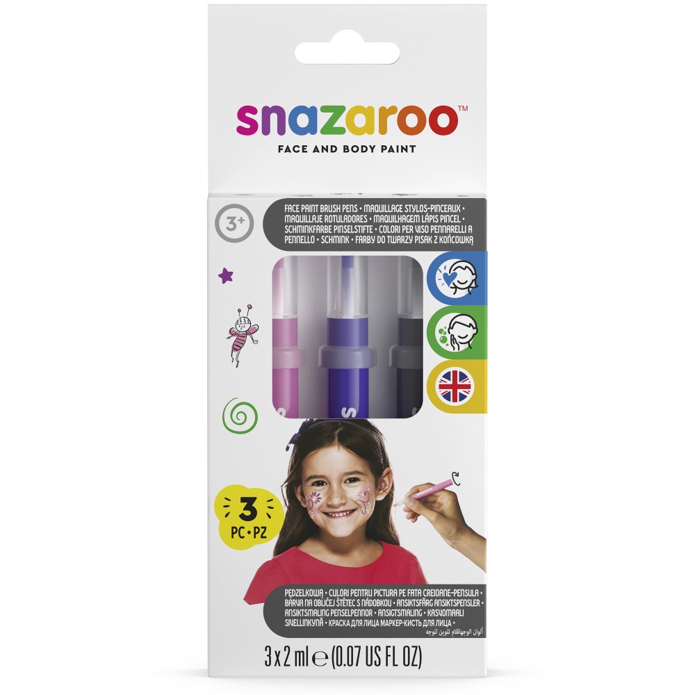 Face and body make-up brush paint, Fantasy - Snazaroo - 3 pcs.