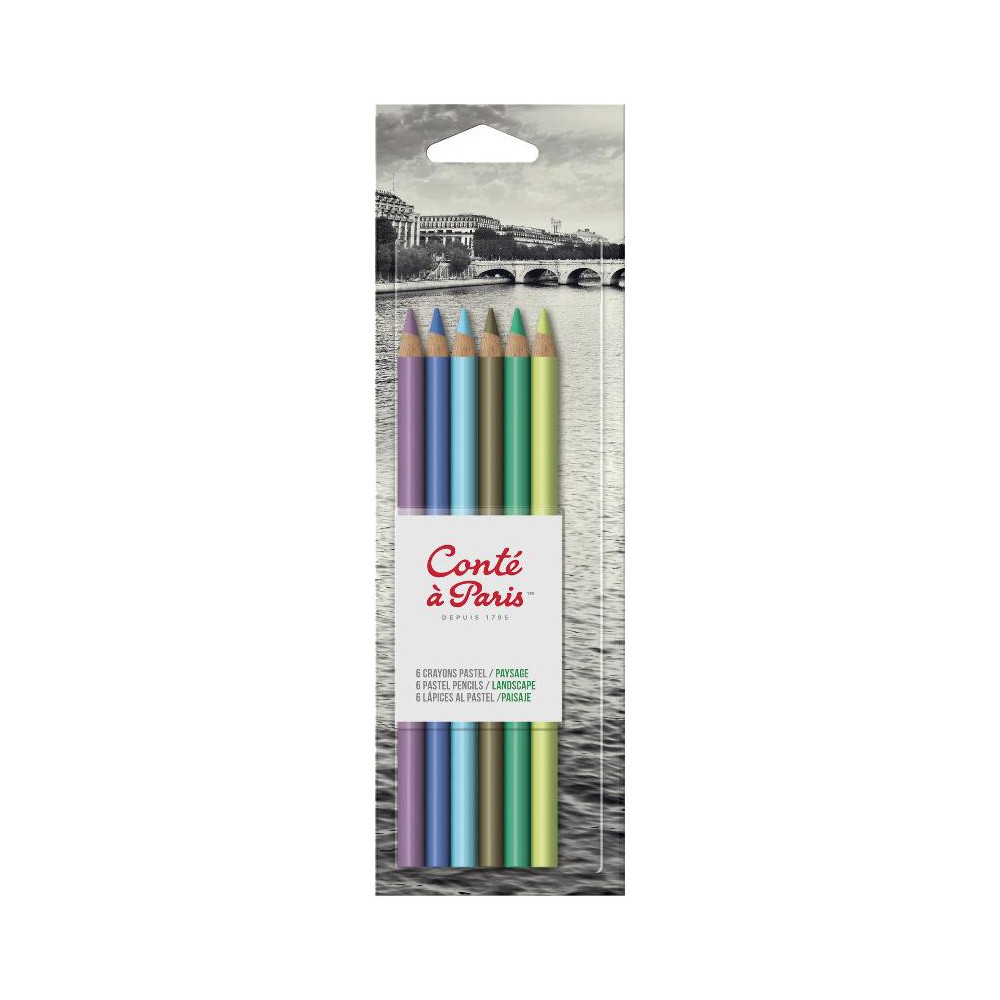 Zestaw pasteli suchych w kredce Pastel Pencils, Landscape - Conté à Paris - 6 szt.