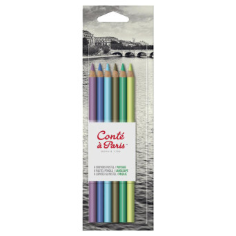 Zestaw pasteli suchych w kredce Pastel Pencils, Landscape - Conté à Paris - 6 szt.