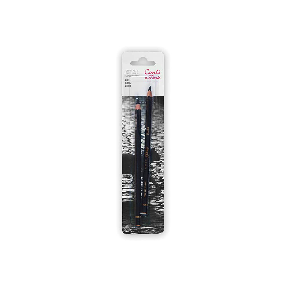 Zestaw pasteli suchych w kredce Pastel Pencils - Conté à Paris - Black, 2 szt.