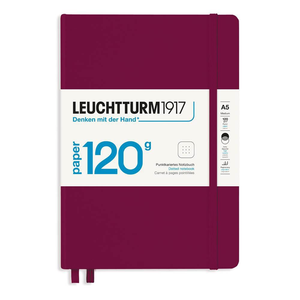Notatnik A5 - Leuchtturm1917 - w kropki, Port Red, twarda okładka, 120 g