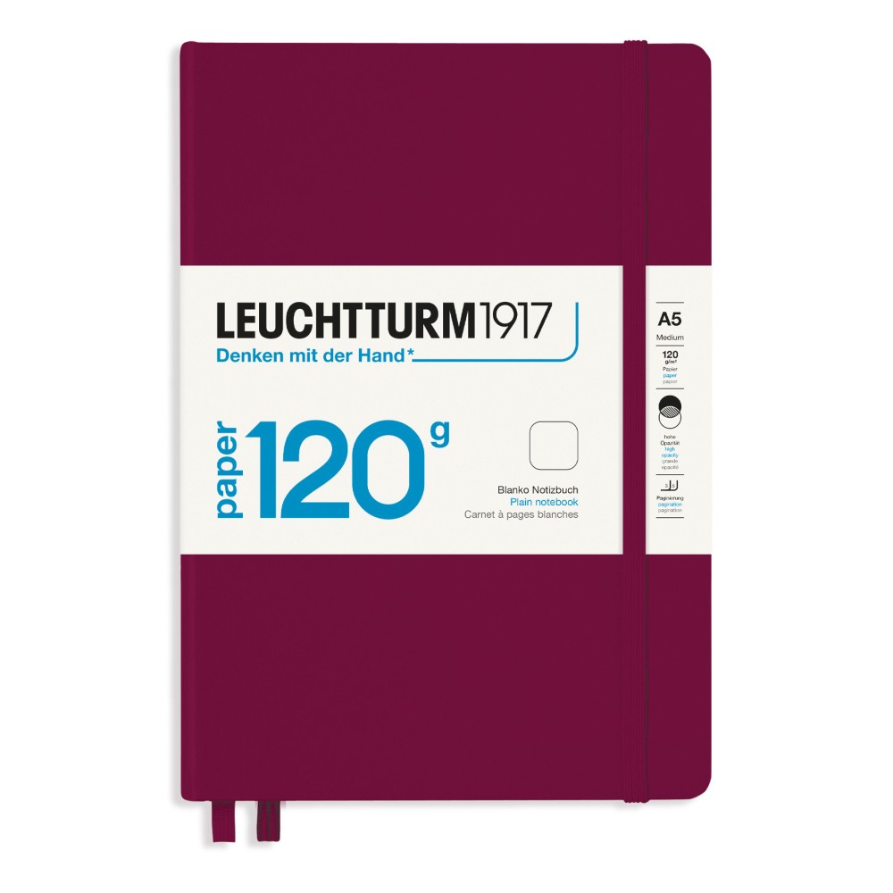 Notatnik A5 - Leuchtturm1917 - gładki, Port Red, twarda okładka, 120 g