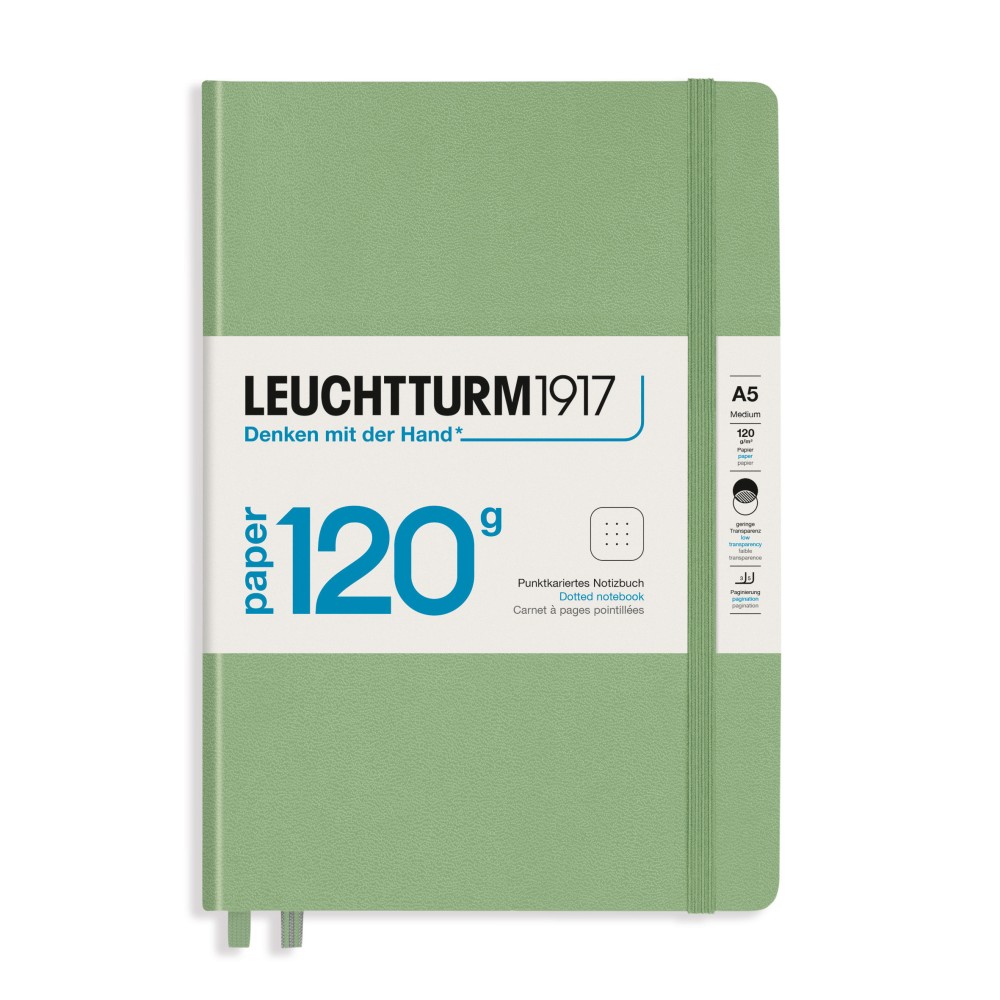 Notebook, A5 - Leuchtturm1917 - dotted, Sage, hard cover, 120 g