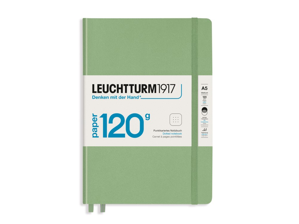 Notebook, A5 - Leuchtturm1917 - dotted, Sage, hard cover, 120 g