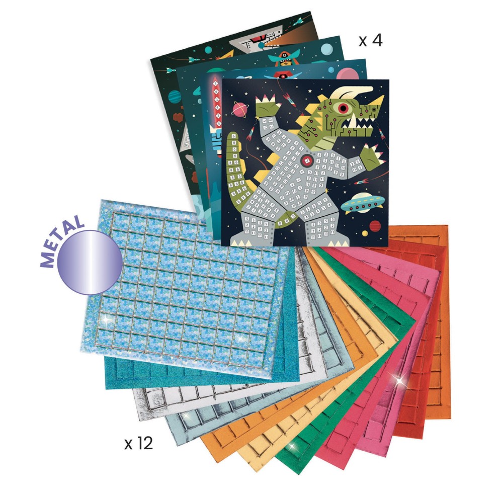 Art set for kids, mosaic - Djeco - Space battle