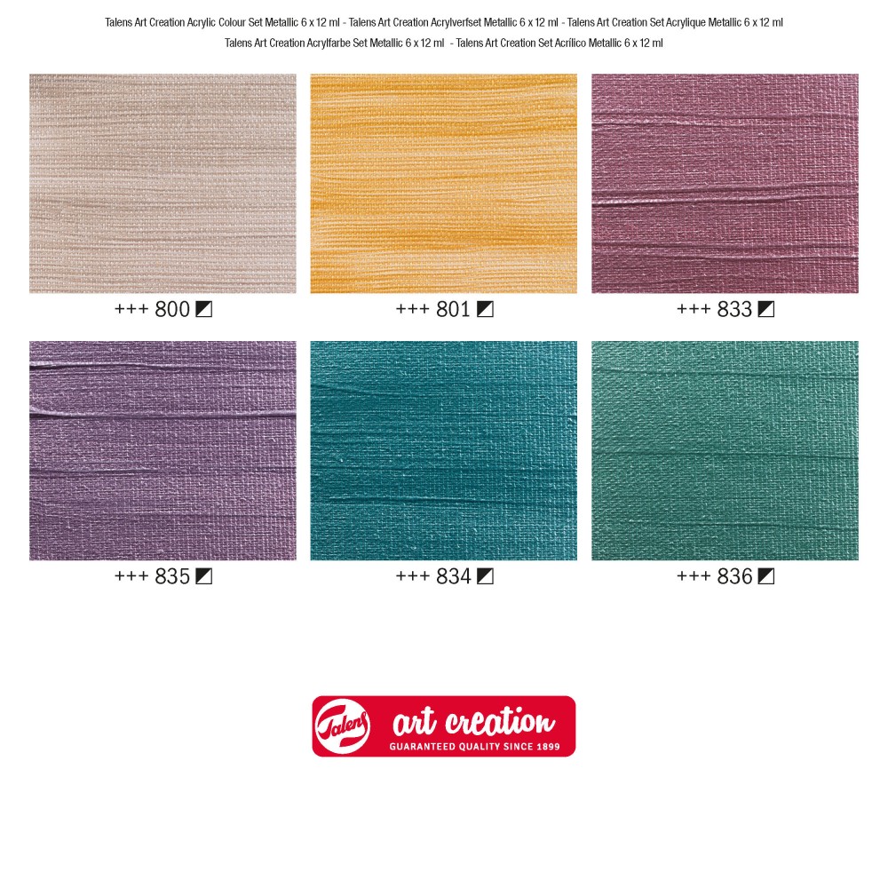 Set of acrylic paints, Metallic - Talens Art Creation - 6 colors x 12 ml