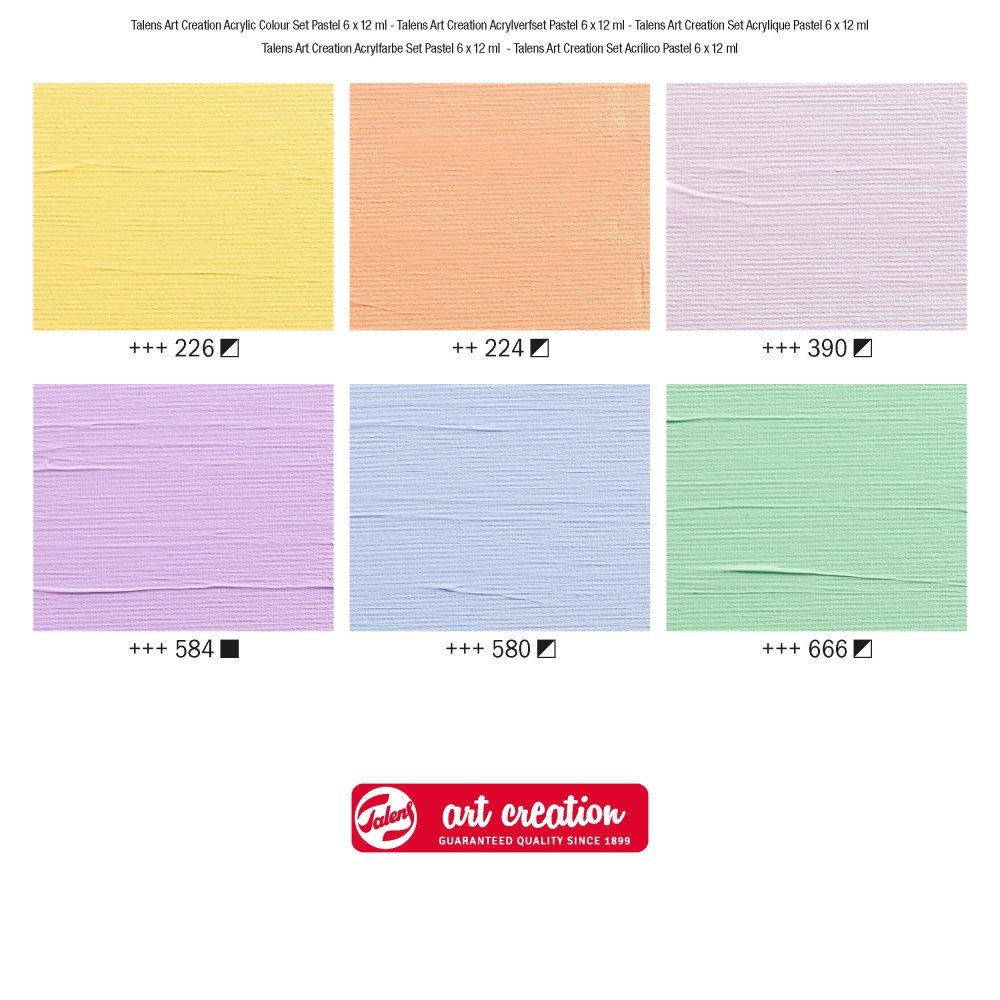 Set of acrylic paints, Pastel - Talens Art Creation - 6 colors x 12 ml