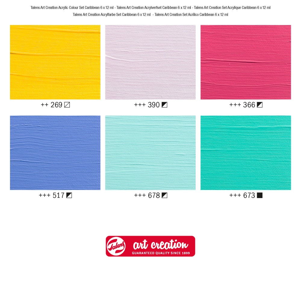 Zestaw farb akrylowych, Caribbean - Talens Art Creation - 6 kolorów x 12 ml