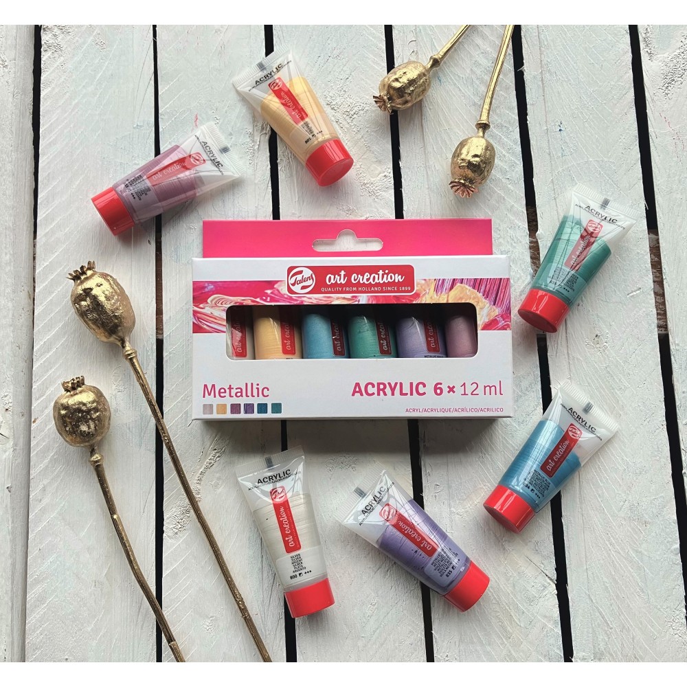 Set of acrylic paints, Metallic - Talens Art Creation - 6 colors x 12 ml