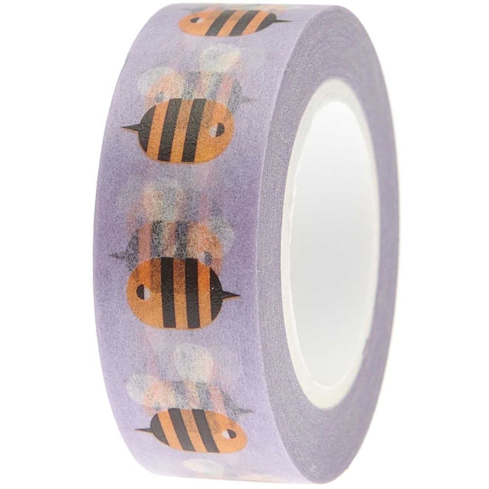 Washi tape, Bees - Paper Poetry - violet, 15 mm x 10 m