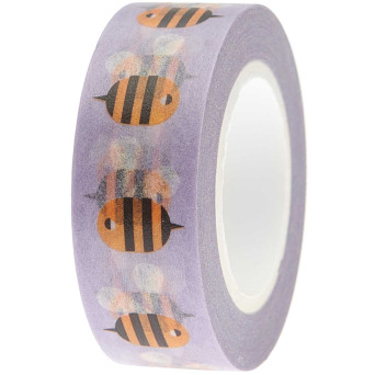 Washi tape, Bees - Paper Poetry - violet, 15 mm x 10 m