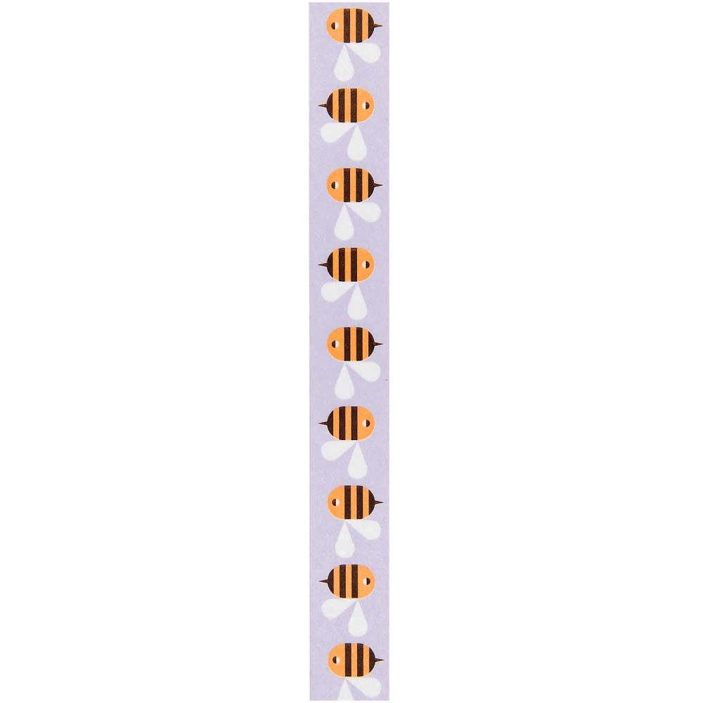 Washi tape, Bees - Paper Poetry - violet, 15 mm x 10 m
