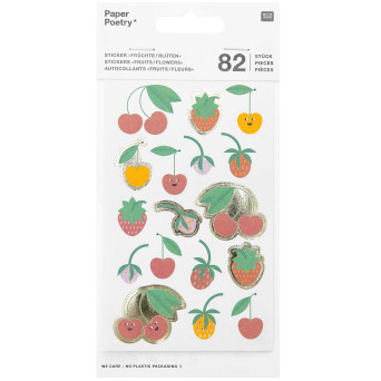 Naklejki papierowe, Owoce - Paper Poetry - 82 szt.
