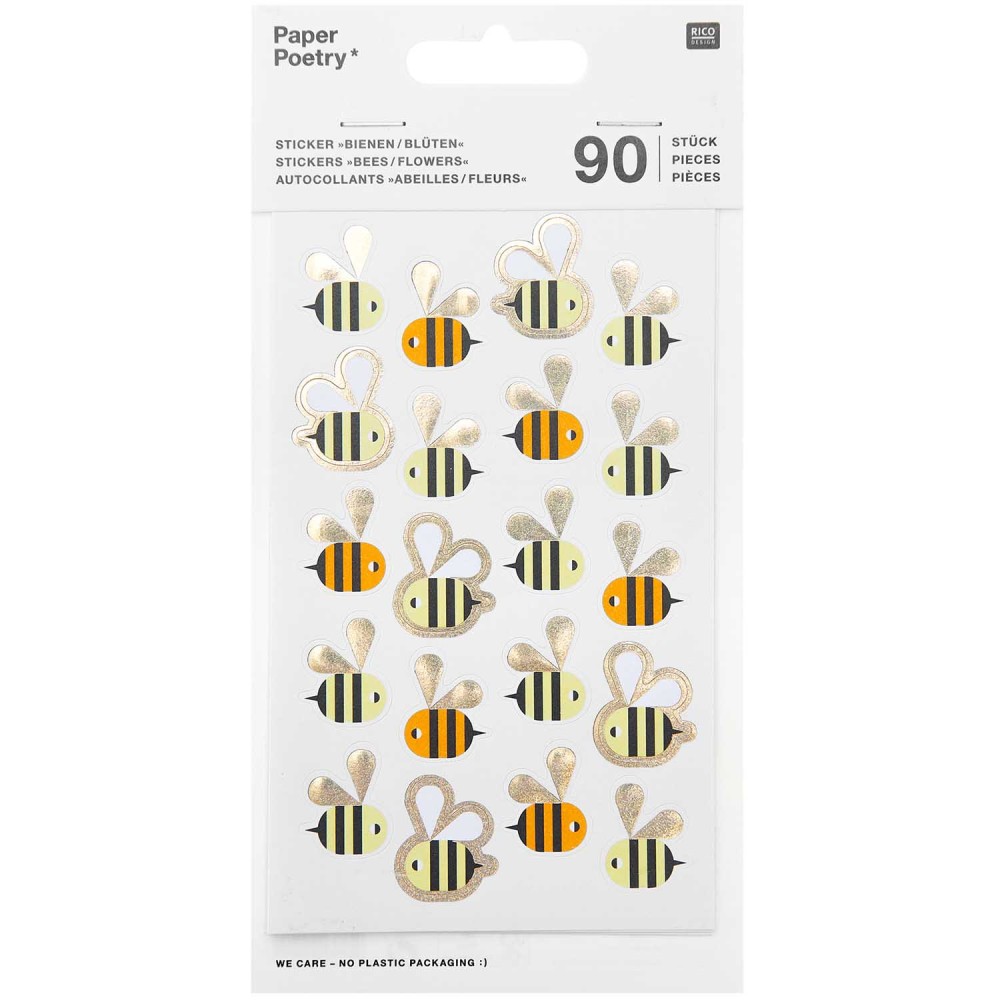 Paper stickers, Bees - Paper Poetry - 90 pcs.