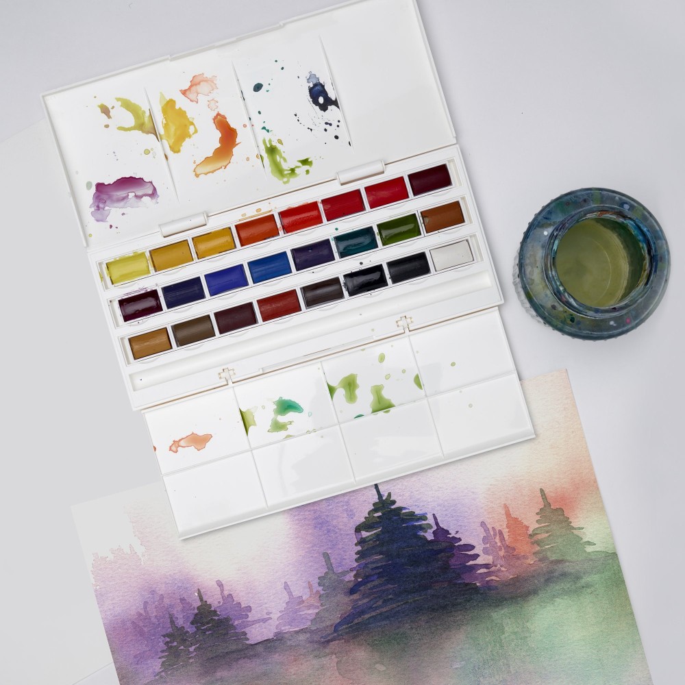 Watercolors Cotman Studio set - Winsor & Newton - 24 colors