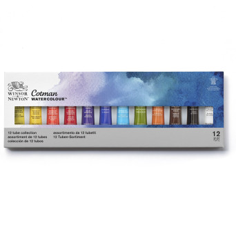 Set of Cotman watercolor paints in tubes - Winsor & Newton - 12 pcs.