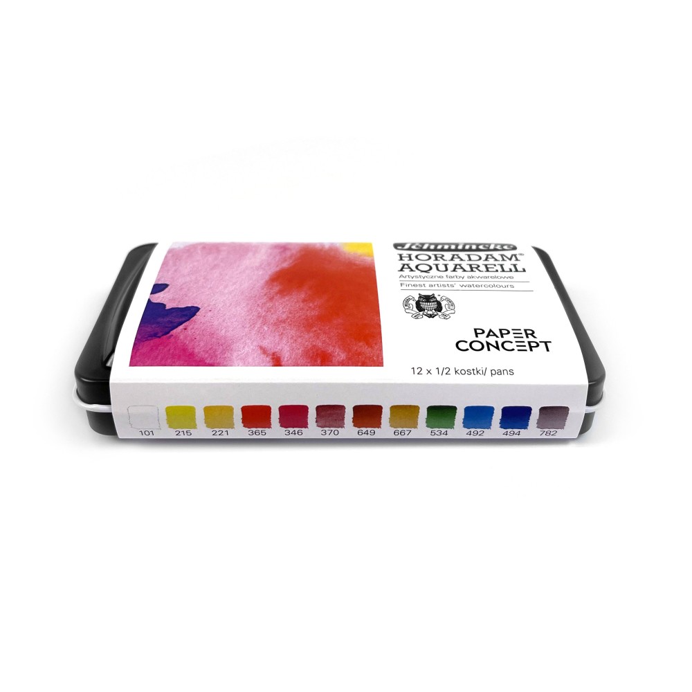 Zestaw akwareli w półkostkach Horadam Aquarell - Schmincke x PaperConcept - 12 szt.
