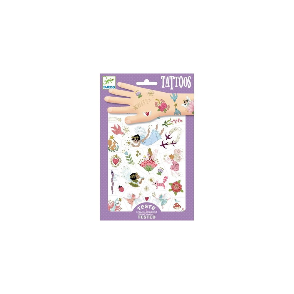 Set of metallic, washable tattoos for kids - Djeco - Fairies
