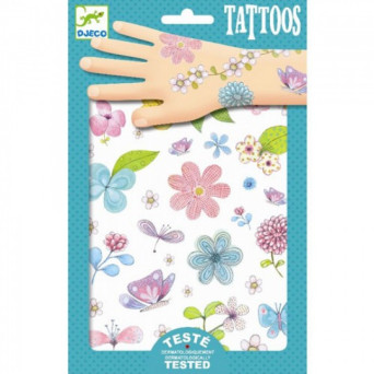 Set of glitter, washable tattoos for kids - Djeco - Flowers