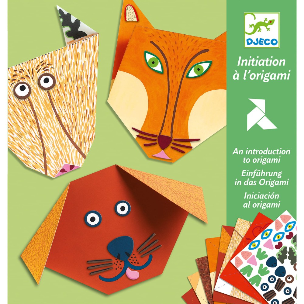 Set for origami with stickers - Djeco - Animals